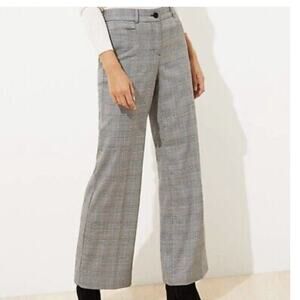 NWOT LOFT Plaid Gray High Rise Pants Trousers 8us Flare